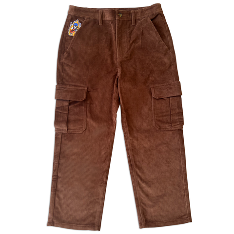 SLOW BURN CORDUROY CARGOS (BROWN) FROM WORBLE - FRONT