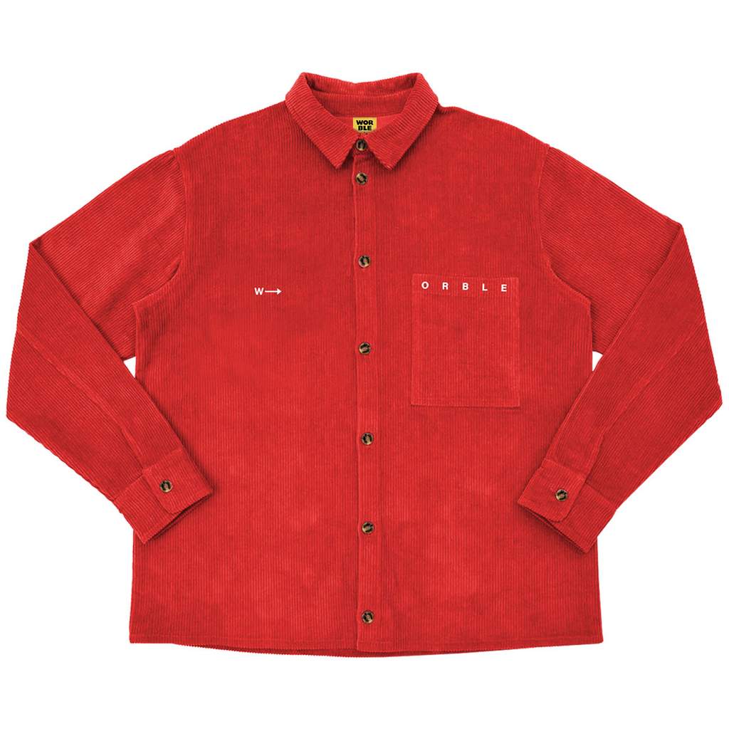 W-ORBLE CORDUROY BUTTON UP (RED) – WORBLE